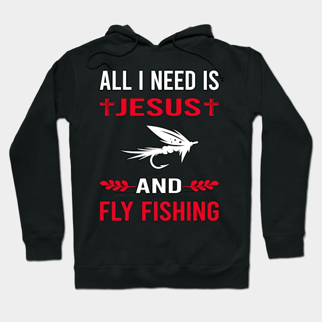 I Need Jesus And Fly Fishing Hoodie by Bourguignon Aror